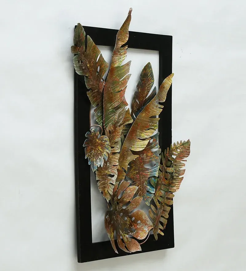 Iron and MDF Wood Framed Leaf Wall Art In Gold.jpg3.webp