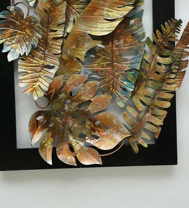 Iron and MDF Wood Framed Leaf Wall Art In Gold.jpg5.webp