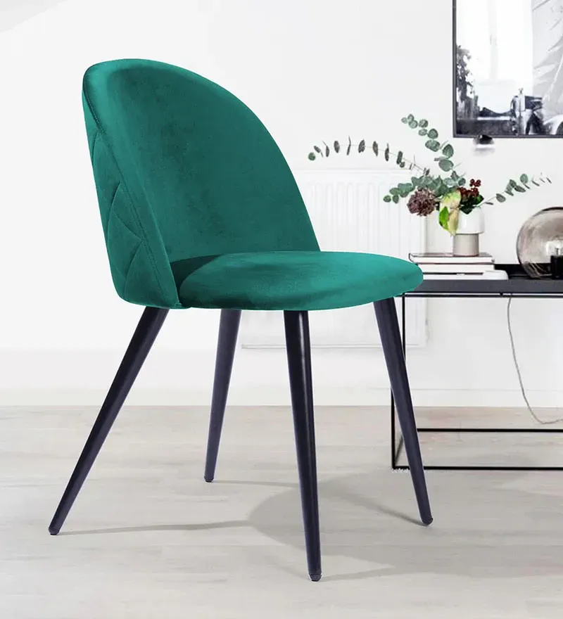 Jasper Fabric Dining Chair In Dark Green Colour.webp