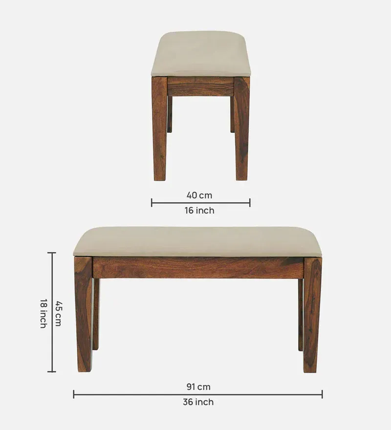 Kentan Sheesham Wood 4 Seater Dining Set In Rustic Teak Finish With Cushioned Bench.jpg3.webp