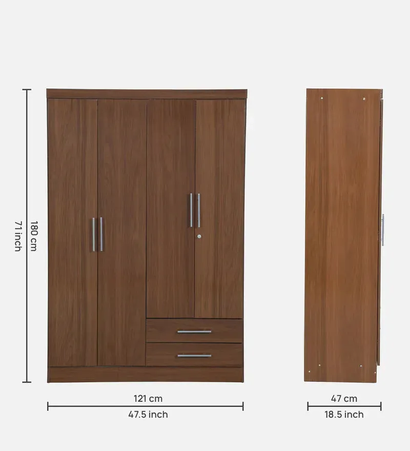 Kimura 4 Door Wardrobe in Glossy Teak Finish.jpg2.webp
