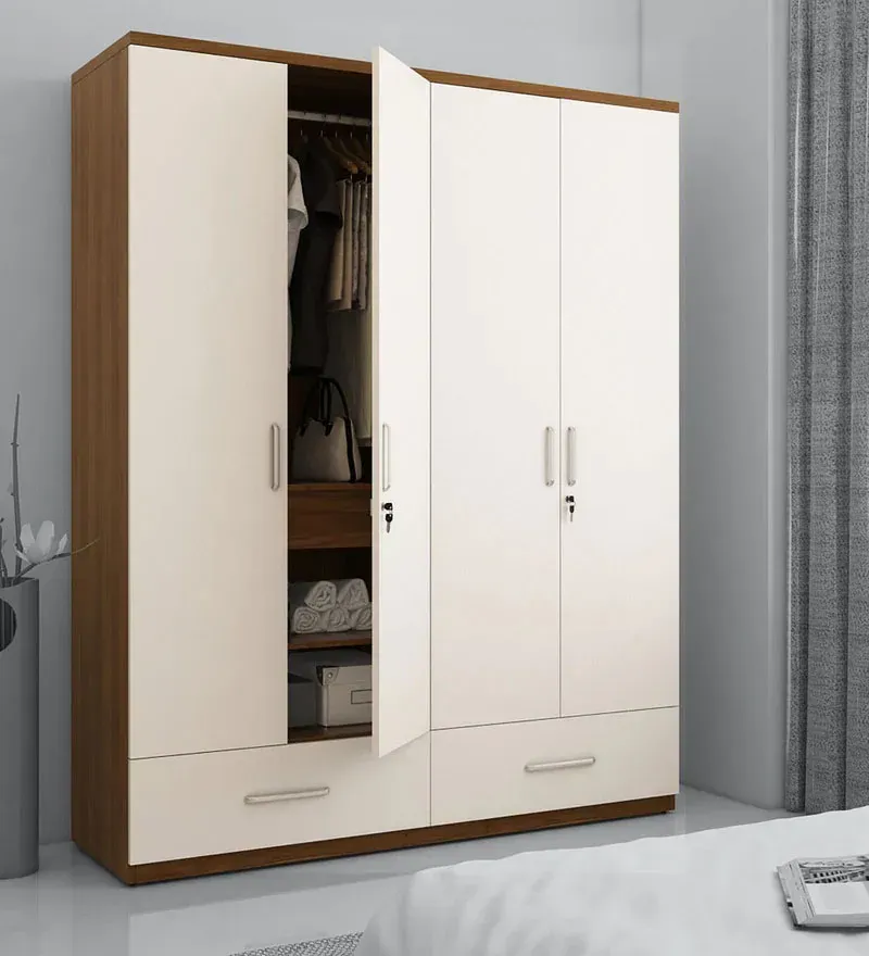Kosmo Apex 4 Door Wardrobe in Frosty White Finish.webp