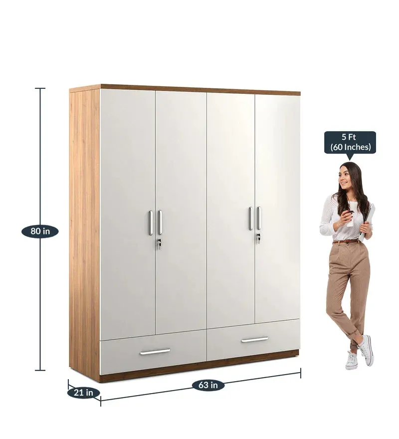 Kosmo Apex 4 Door Wardrobe in Frosty White Finish.jpg2.webp