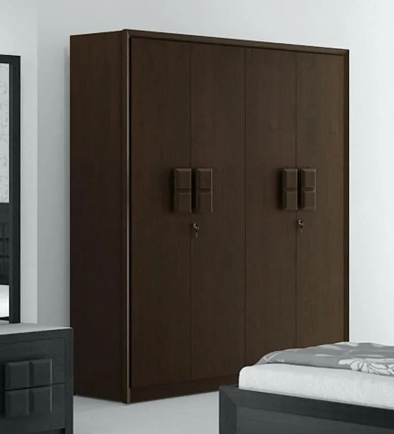 Kosmo Choco 4 Door Wardrobe in Vermont Finish.webp