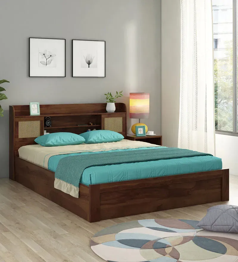 Kosmo Jude King Size Bed in Sheesham Finish with Box Storage.webp