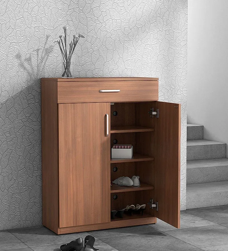 Kosmo Liberty Shoe Cabinet in Walnut Rigato Melamine Finish.webp