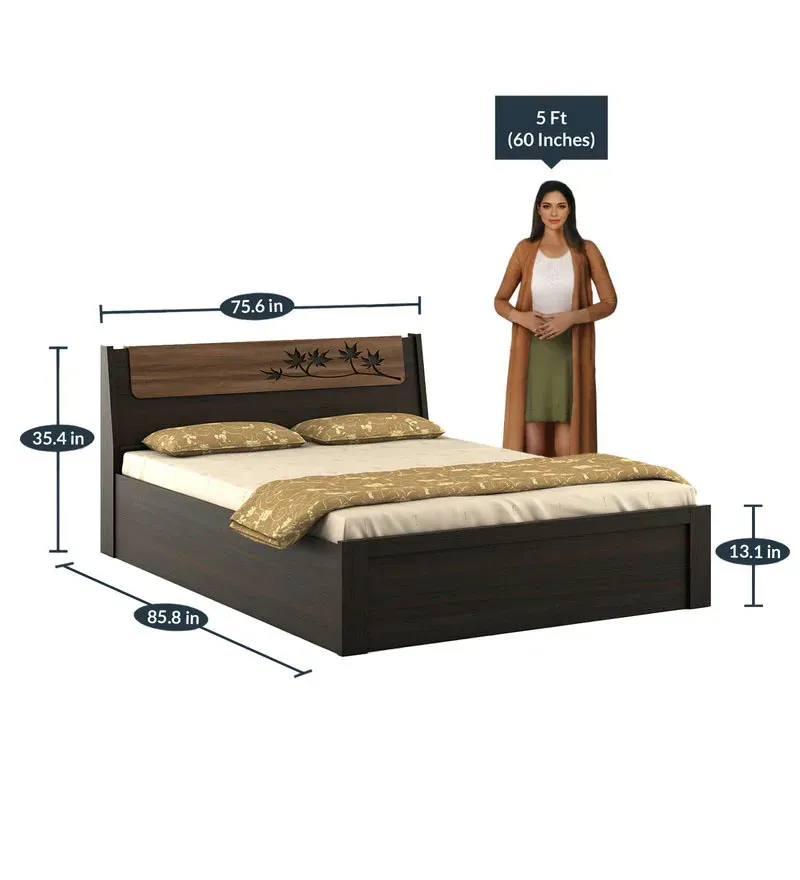 Kosmo Maple King Size Bed in Fumed Oak Melamine Finish with Hydraulic Storage.jpg2.webp