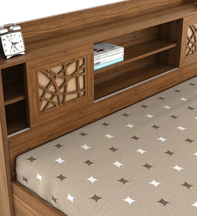 Kosmo Rayan King Size Bed in Natural Teak Finish with Hydraulic Storage.jpg7.webp