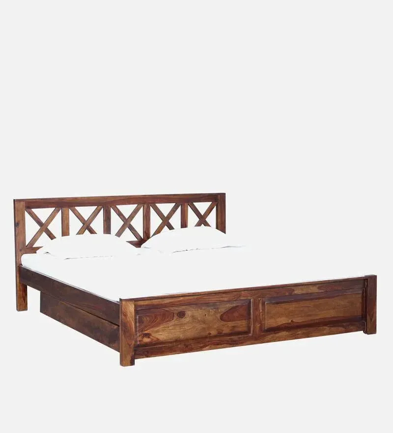 Kryss Sheesham Wood King Size Bed In Provincial Teak Finish With Drawer Storage.jpg2.webp