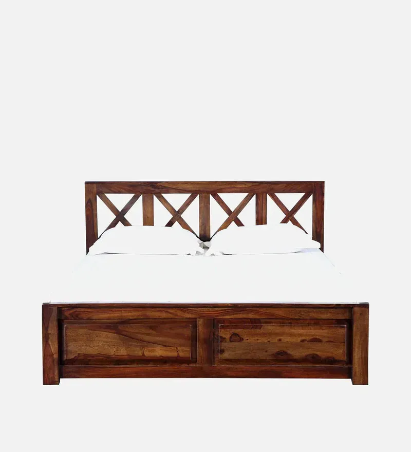 Kryss Sheesham Wood Queen Size Bed In Provincial Teak Finish With Drawer Storage.jpg2.webp