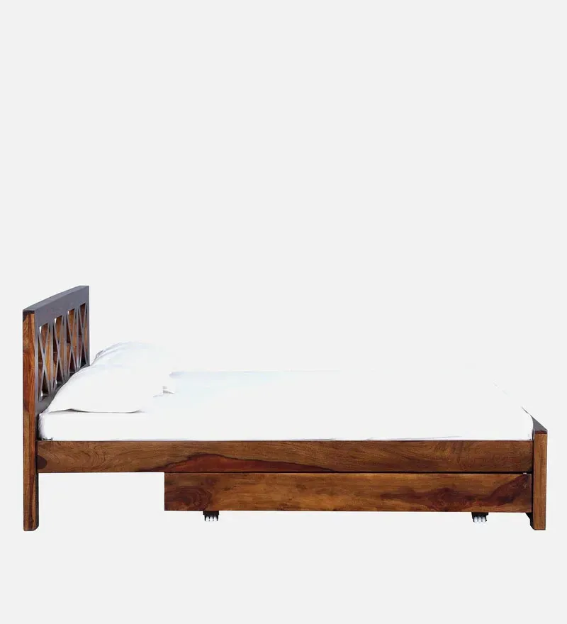 Kryss Sheesham Wood Queen Size Bed In Provincial Teak Finish With Drawer Storage.jpg4.webp