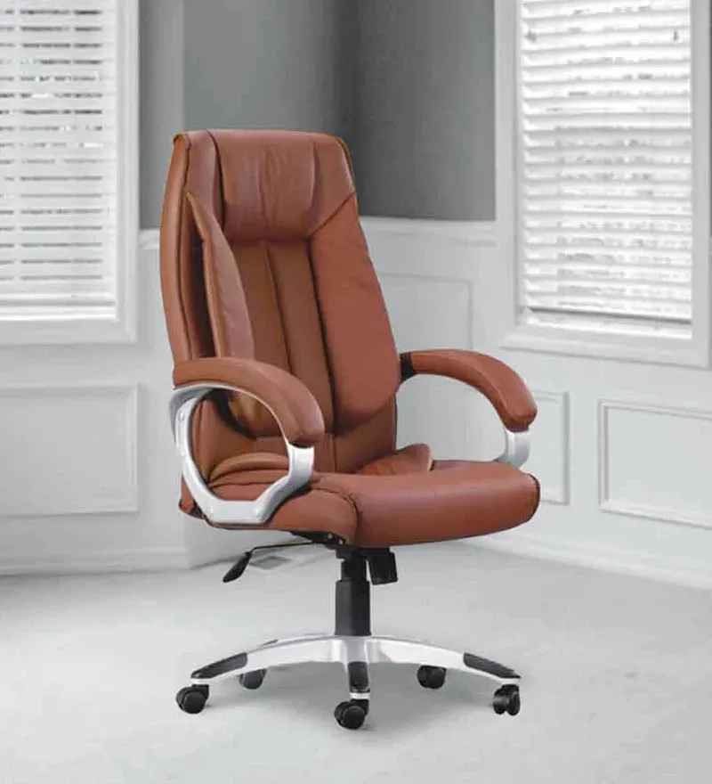 Leatherette Executive Chair in Brown Colour.webp