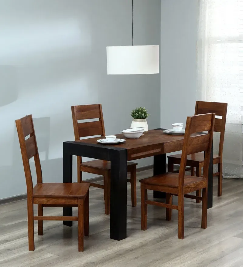 Loft Solid Wood 4 Seater Dining Set in Natural Finish.webp