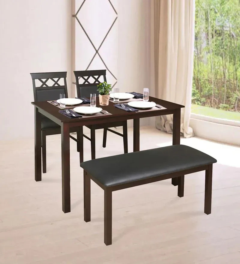 Mauna 4 Seater with Bench Dining Set in Dark Cappucino Colour.jpg19.webp