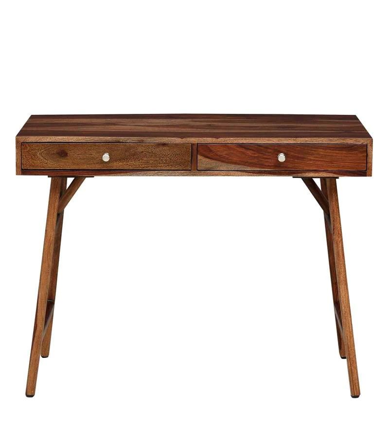Memphis Solid Wood Study Table In Rustic Teak Finish1.jpg