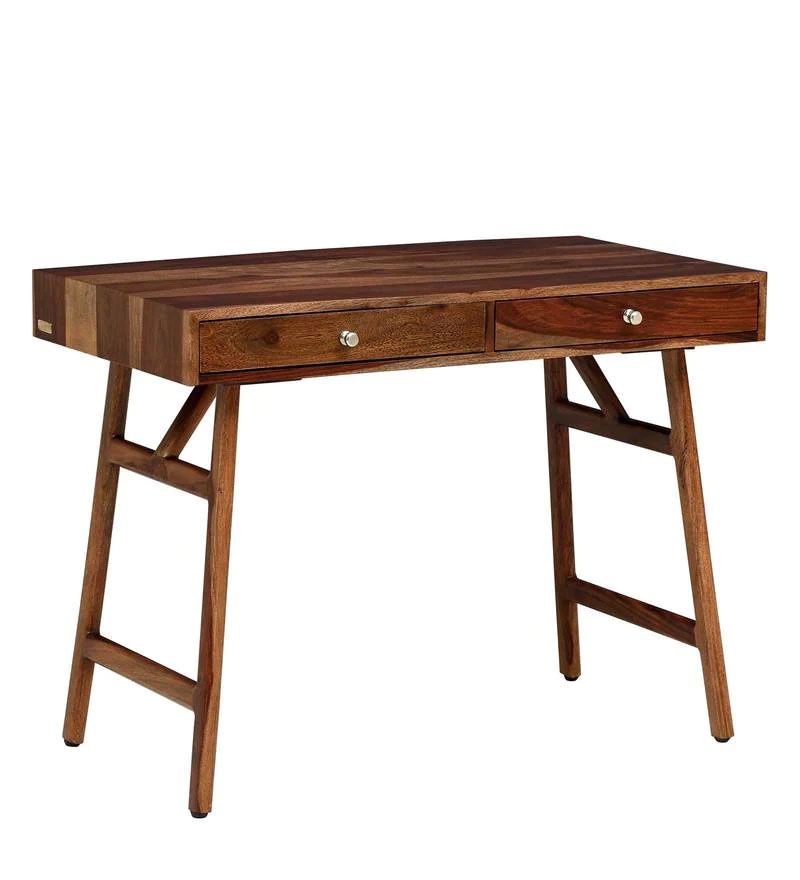 Memphis Solid Wood Study Table In Rustic Teak Finish3.jpg