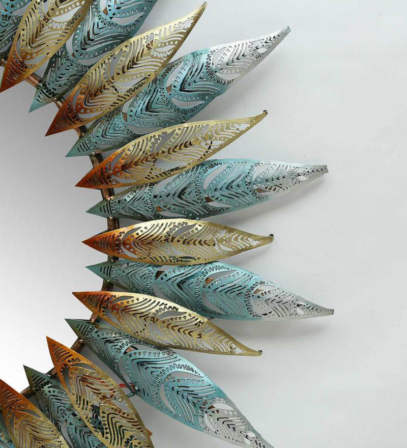 Metal Antique Round Wall Mirror In Multicolour By Malik Design6.jpg