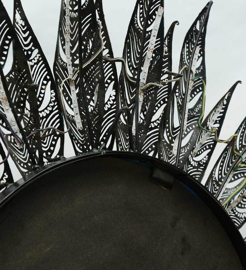 Metal Antique Round Wall Mirror In Multicolour By Malik Design7.jpg