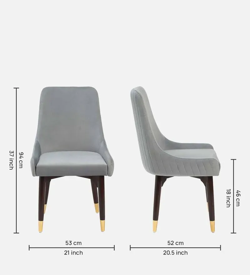 Mise Teak Wood Chair Fabric Dining Chair In Grey Finish.jpg1.webp