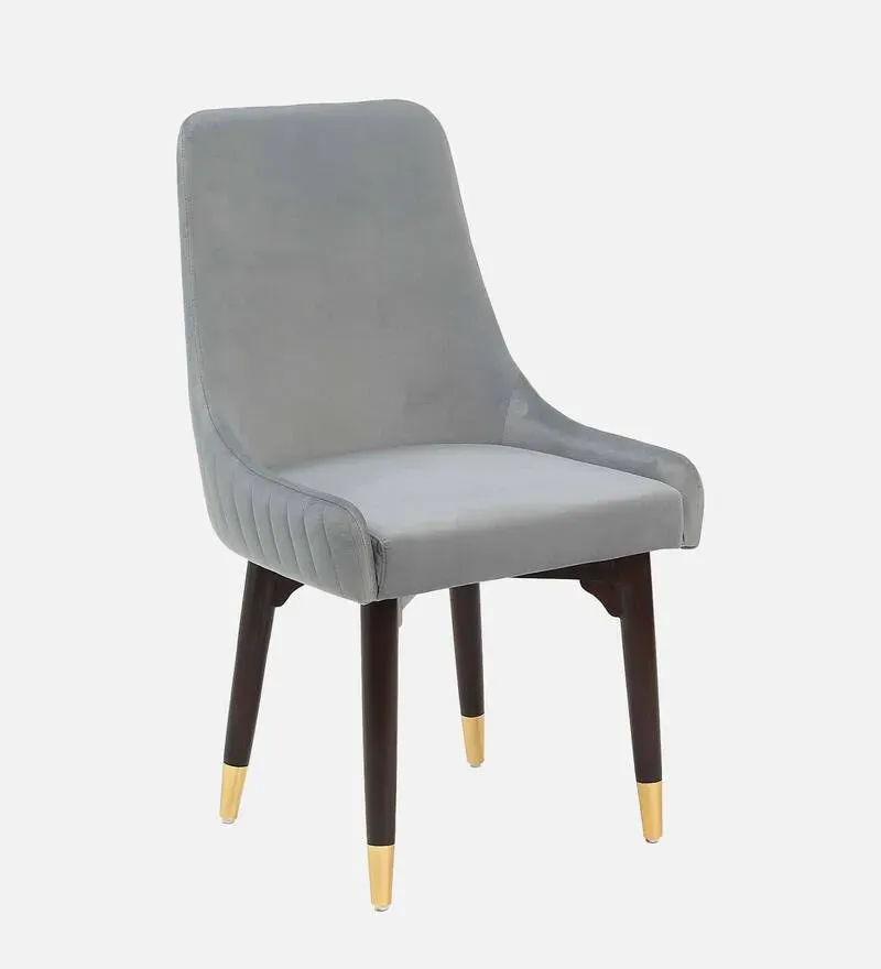 Mise Teak Wood Chair Fabric Dining Chair In Grey Finish.jpg2.webp
