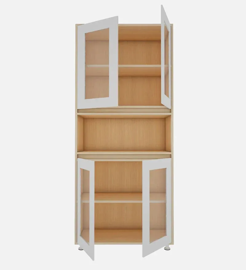 Mobley Book Case in Beige Teak & Frosty White Finish.jpg7.webp
