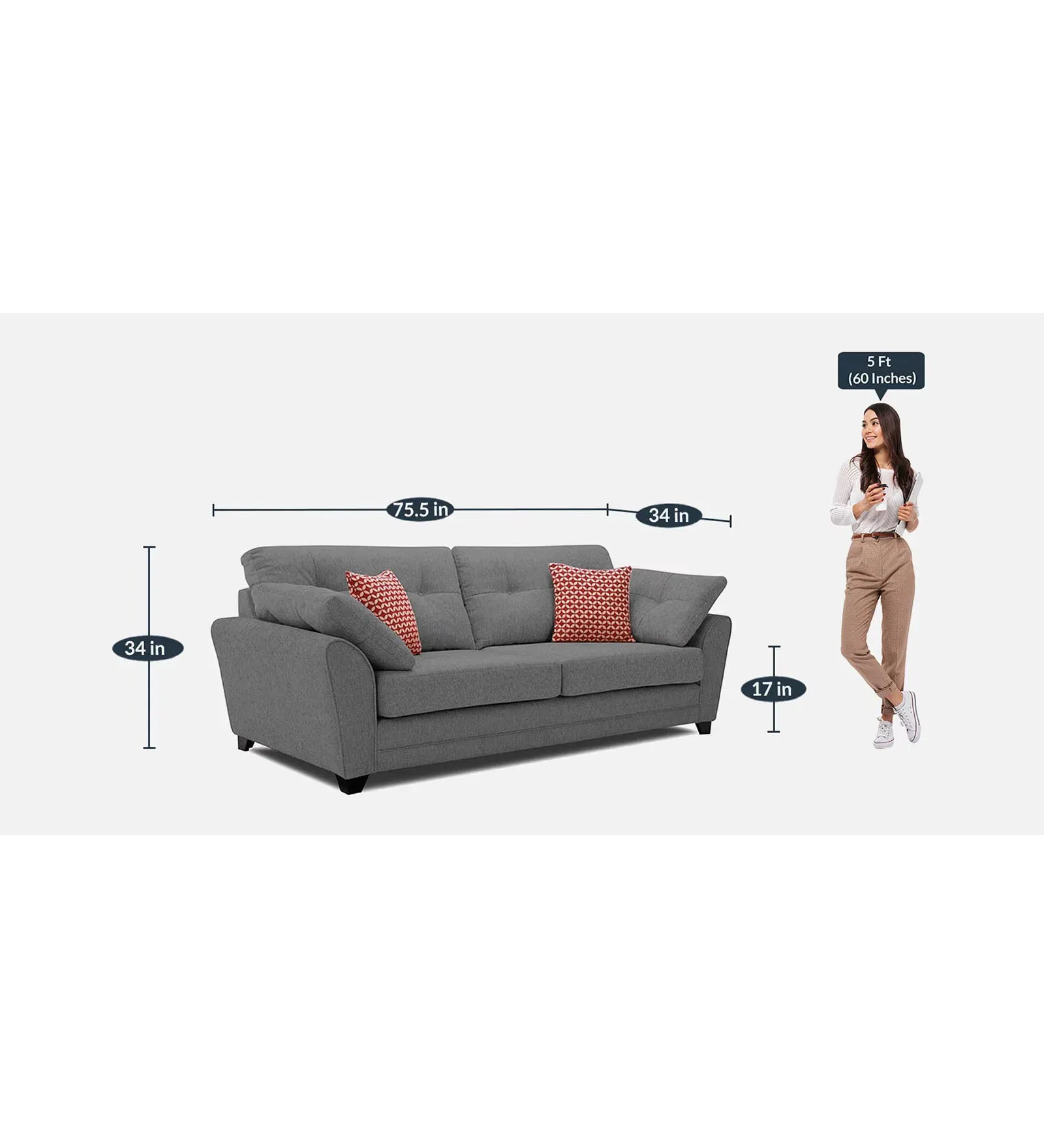 Murdock Fabric 3 Seater Sofa in Grey Colour3.webp