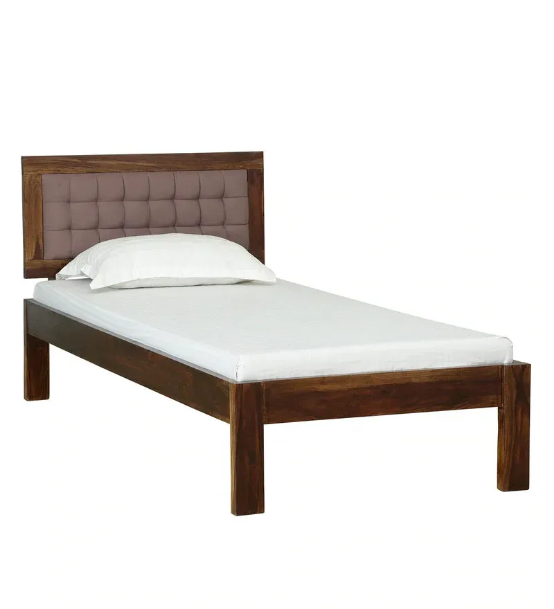 Naples Sheesham Wood Single Bed In Provincial Teak Finish with Padded Headrest.jpg4.webp