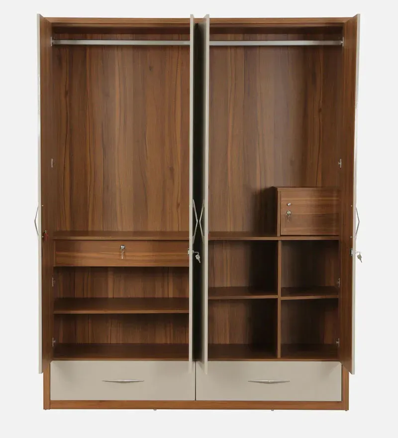 Nicole 4 Door Wardrobe In Natural Teak Finish.jpg6.webp
