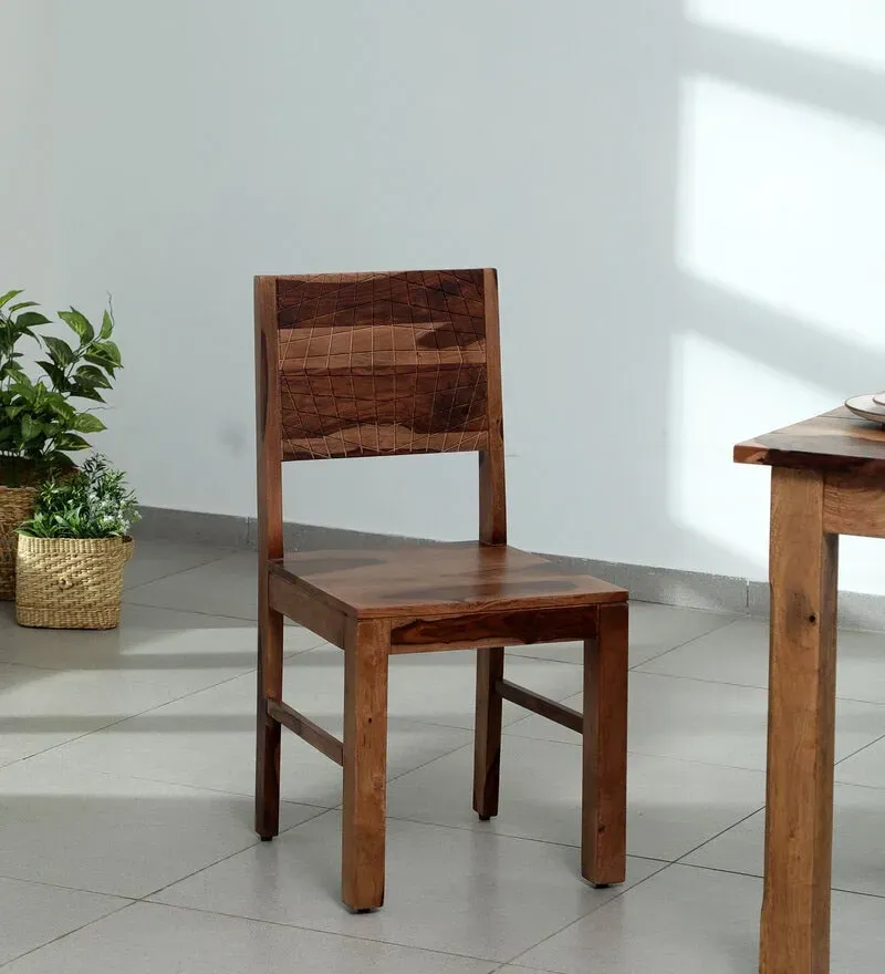 Nuevo Sheesham Wood Dining Chair In Rustic Teak Finish (Set Of 2).webp