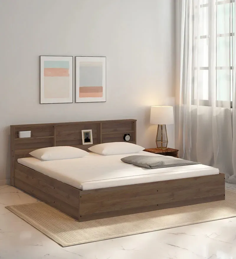 Opus King Size Bed in Walnut Finish with Box Storage.webp