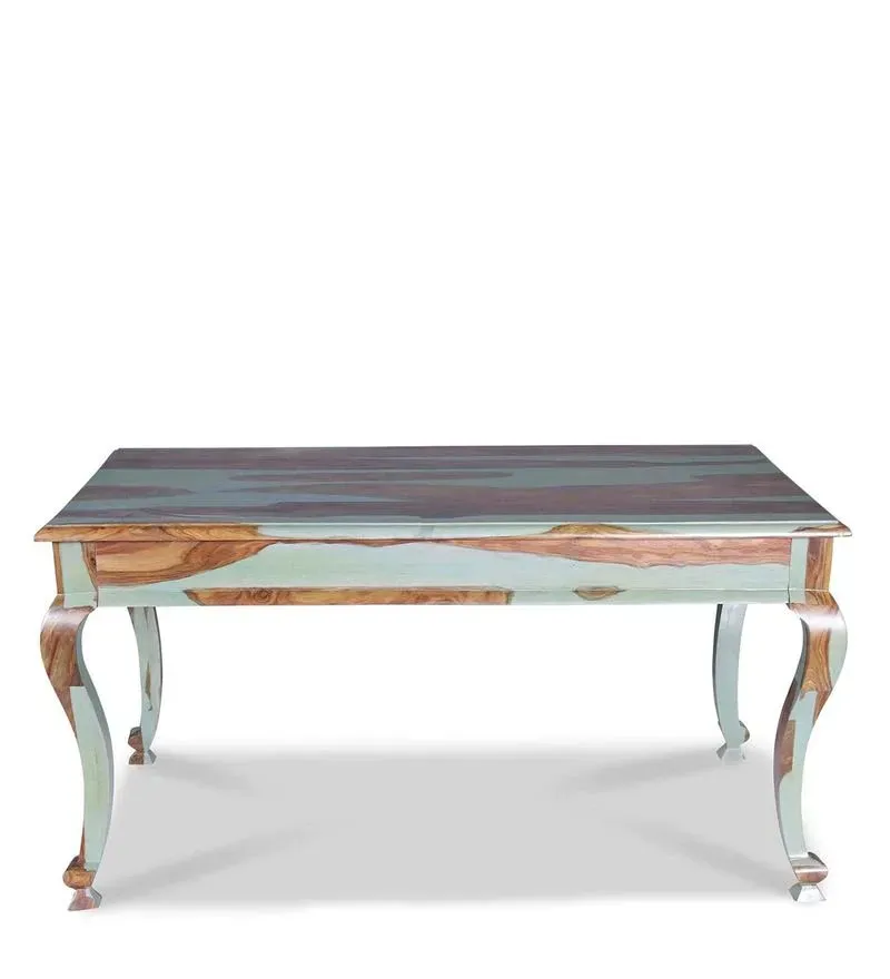 Pansy Sheesham Wood 6 Seater Dining Set in Vintage Green Finish with Bench.jpg8.webp