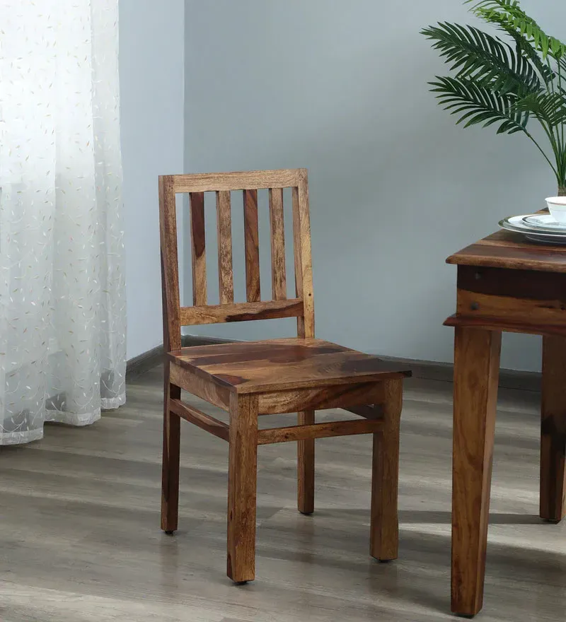 Patron Sheesham Wood Dining Chair In Rustic Teak Finish (Set Of 2).webp