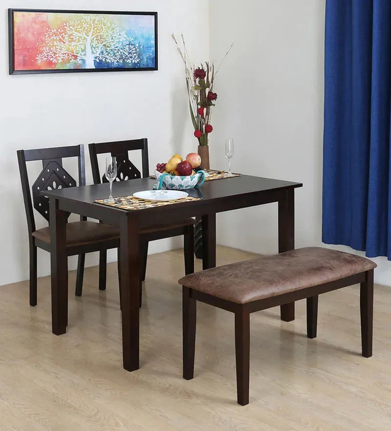 Precious 4 Seater Dining Set in Antique Oak Finish with Bench.jpg1.webp