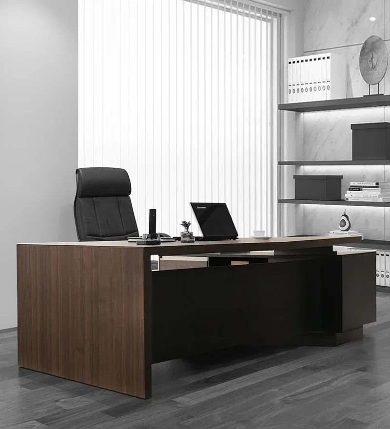 Ravello Director's Desk in Brown & Black Colour.webp