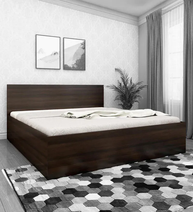 Rhino King Size Bed in Dark Wallnut Finish with Drawer & Box Storage.webp