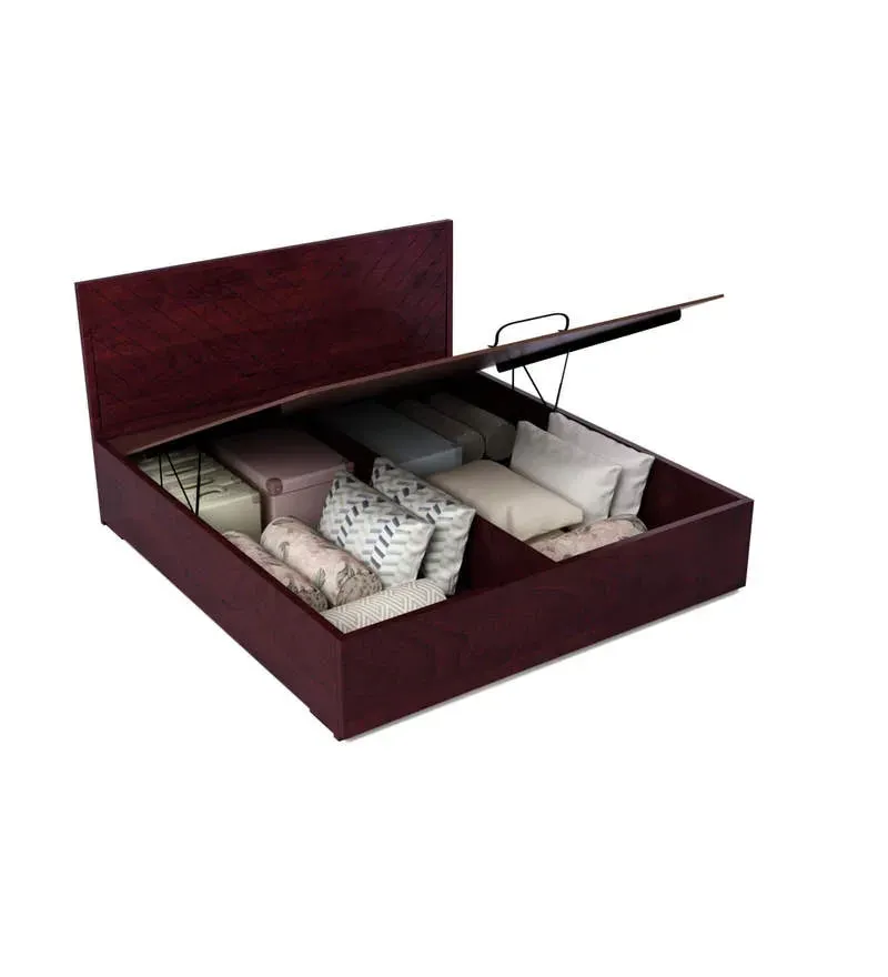 Rio Sheesham Wood King Size Bed in Dark Brown Finish with Hydraulic Storage.jpg8.webp