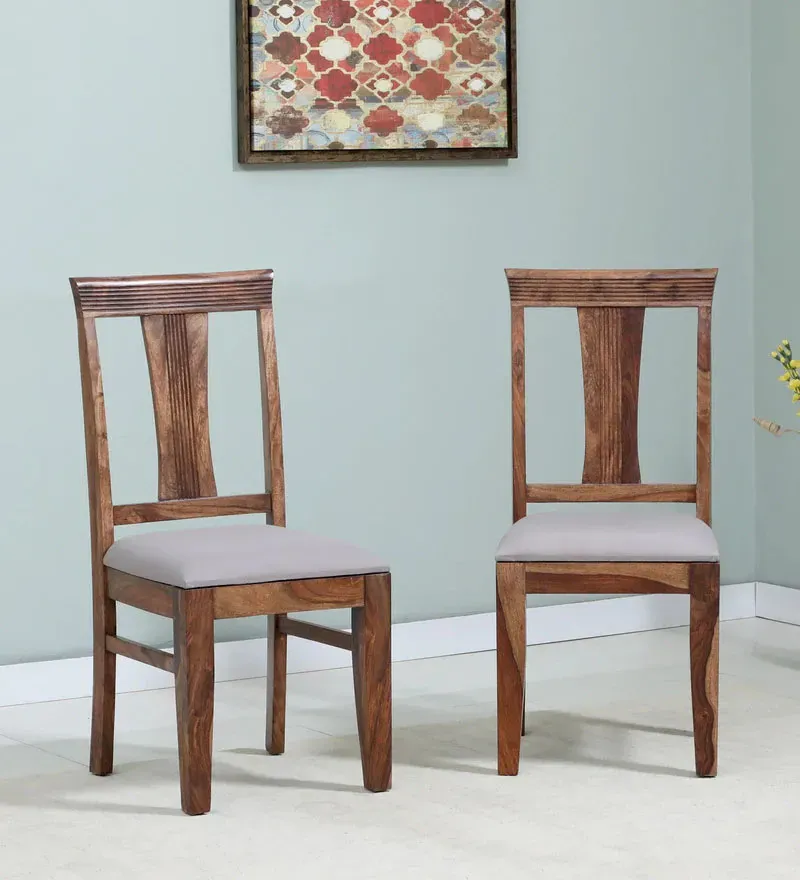 Rostov Sheesham Wood Dining Chair In Rustic Teak Finish (Set Of 2).webp