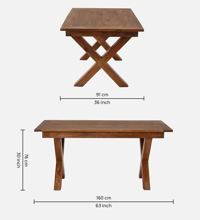 Rustic Solid Wood 6 Seater Dining Set in Brown Finish.jpg2.webp