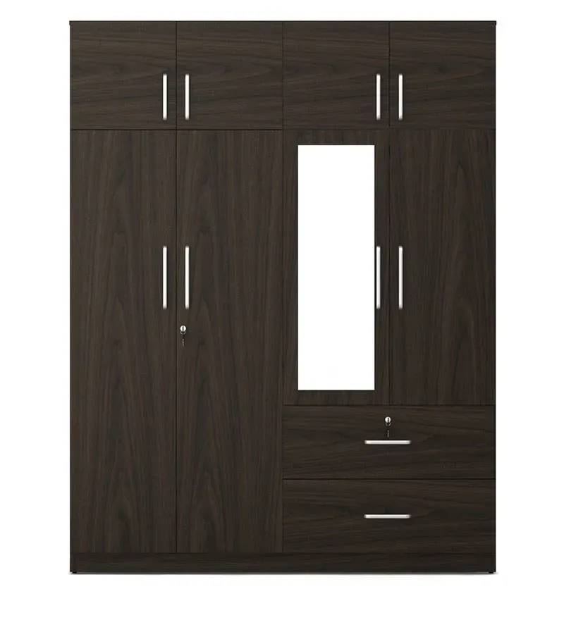 Saika 4 Door Wardrobe + Loft in Urban Walnut Finish with Mirror.jpg3.webp