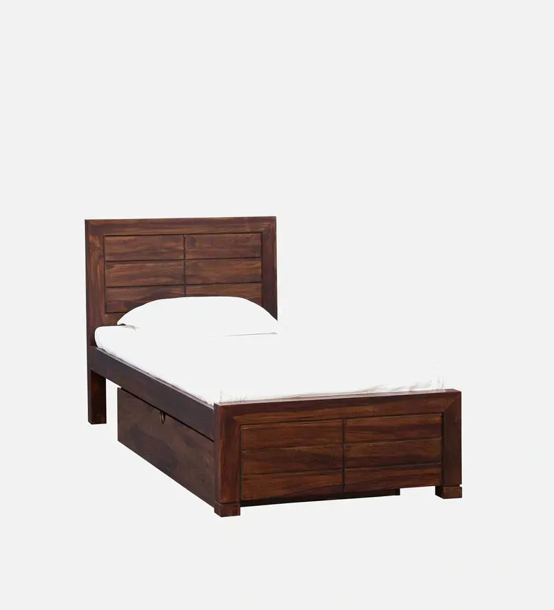 Segur Sheesham Wood Single Bed In Provincial Teak Finish With Drawer Storage.jpg2.webp