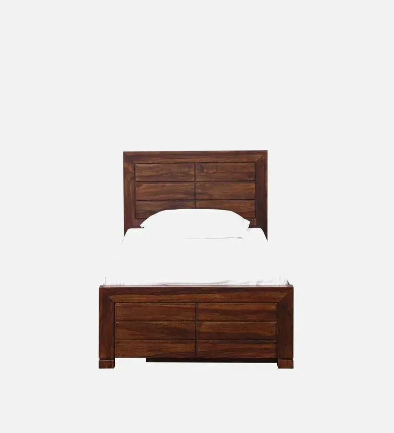 Segur Sheesham Wood Single Bed In Provincial Teak Finish With Drawer Storage.jpg3.webp