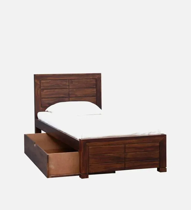 Segur Sheesham Wood Single Bed In Provincial Teak Finish With Drawer Storage.jpg6.webp
