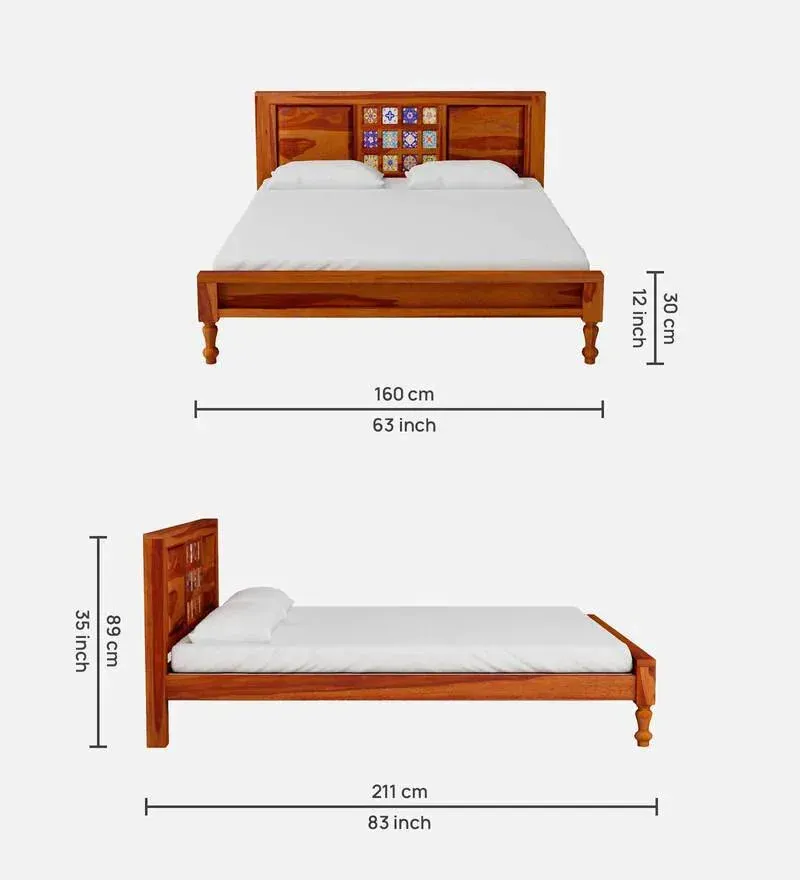 Siramika Sheesham Wood Queen Size Bed In Honey Oak Finish.jpg1.webp