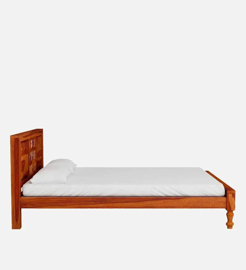 Siramika Sheesham Wood Queen Size Bed In Honey Oak Finish.jpg4.webp