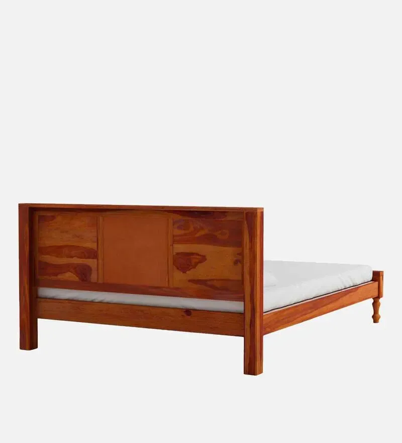 Siramika Sheesham Wood Queen Size Bed In Honey Oak Finish.jpg5.webp