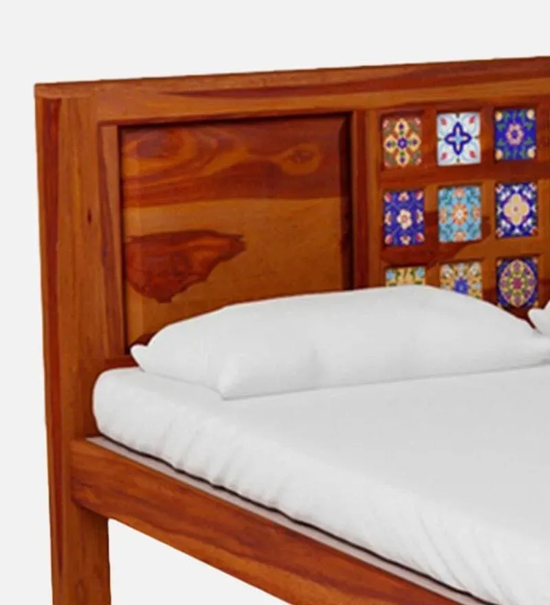 Siramika Sheesham Wood Queen Size Bed In Honey Oak Finish.jpg6.webp