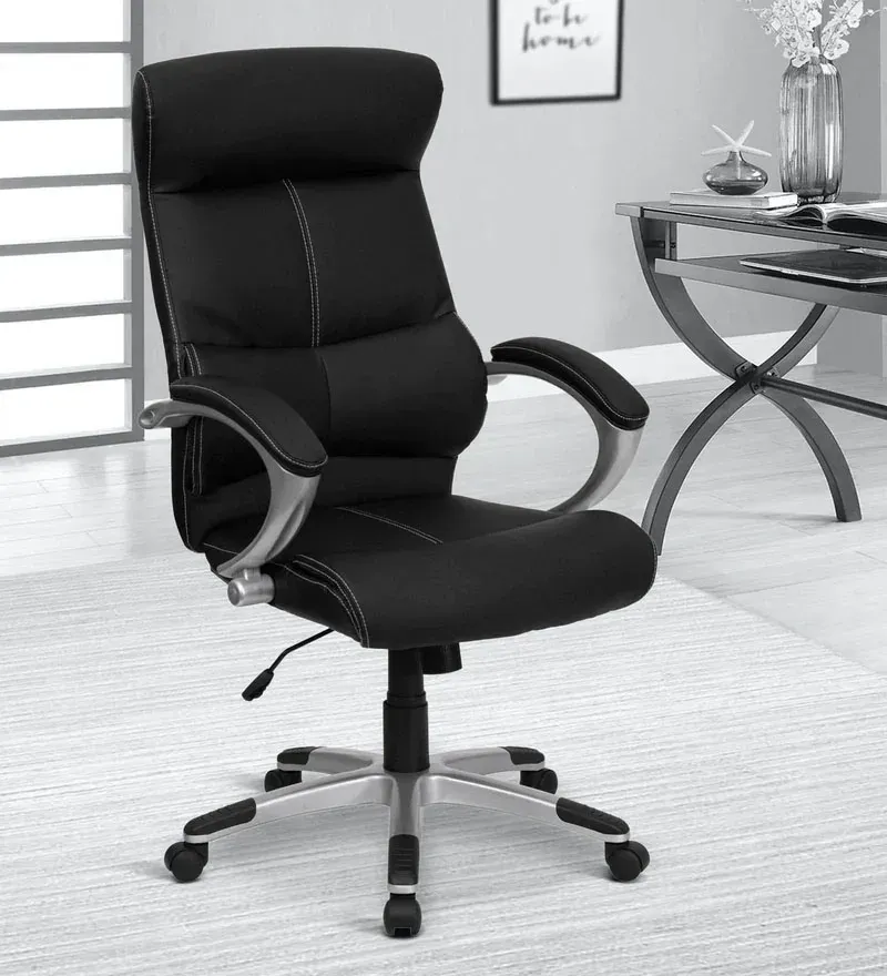 Smart Leatherette High Back Executive Chair in Black Colour.webp