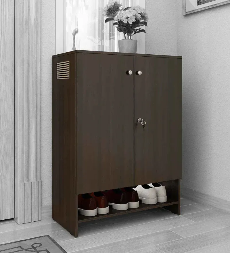 Smarto Shoe Cabinet in Dark Wallnut Finish.webp