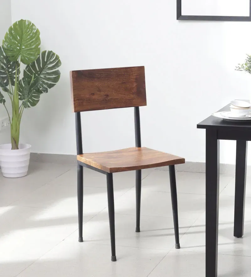 Socarras Solid Wood Dining Chair In Provincial Teak & Black Finish (Set Of 2).webp