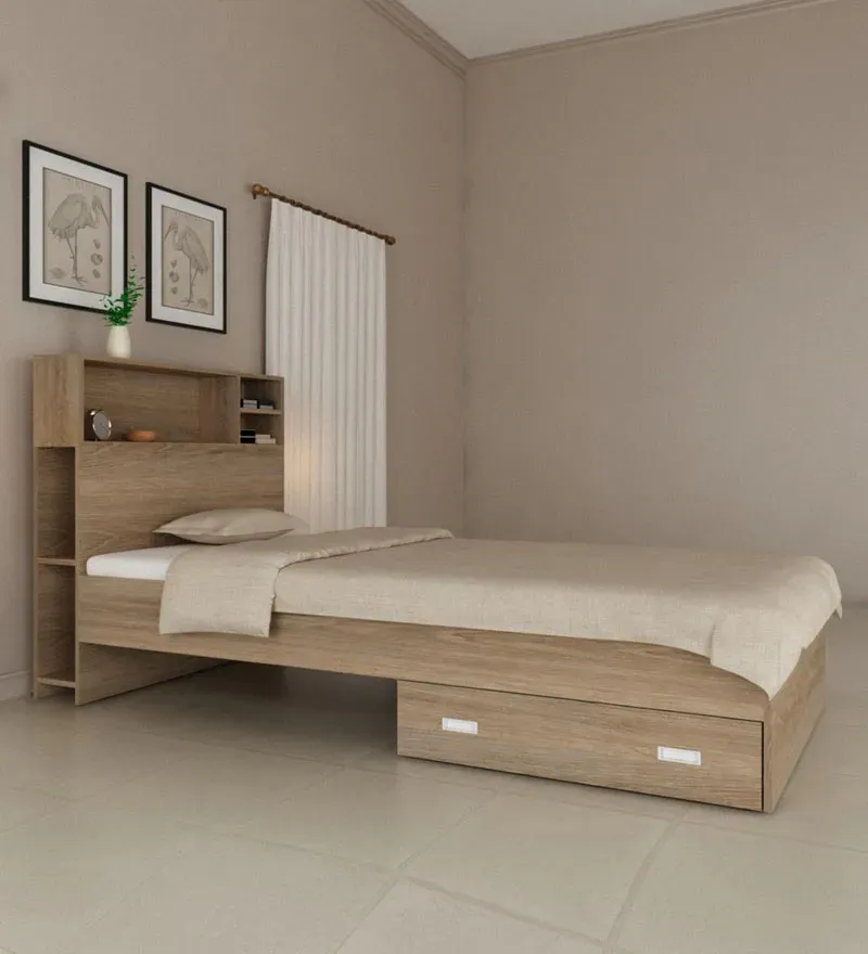 Soltera Single Bed in Oak Finish with Drawer Storage.jpg1.webp